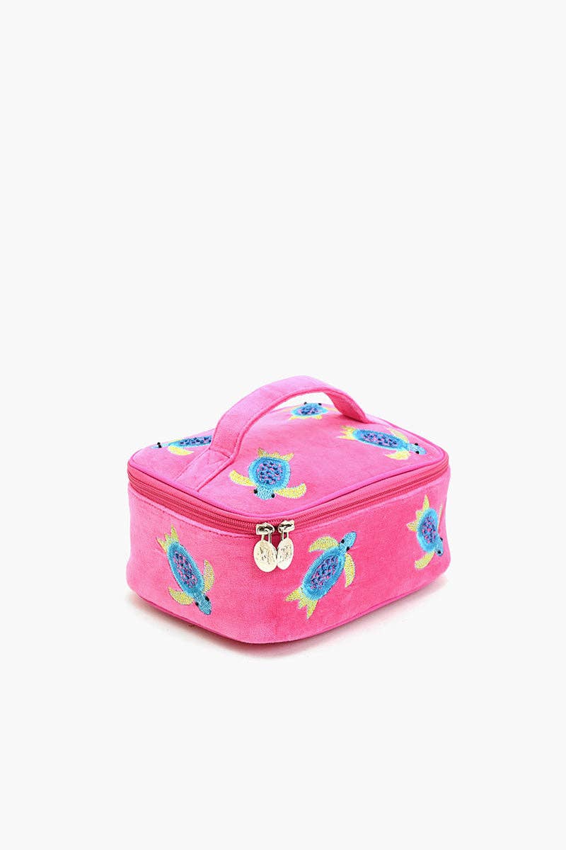 Turtle Embroidered Travel Jewelry Box