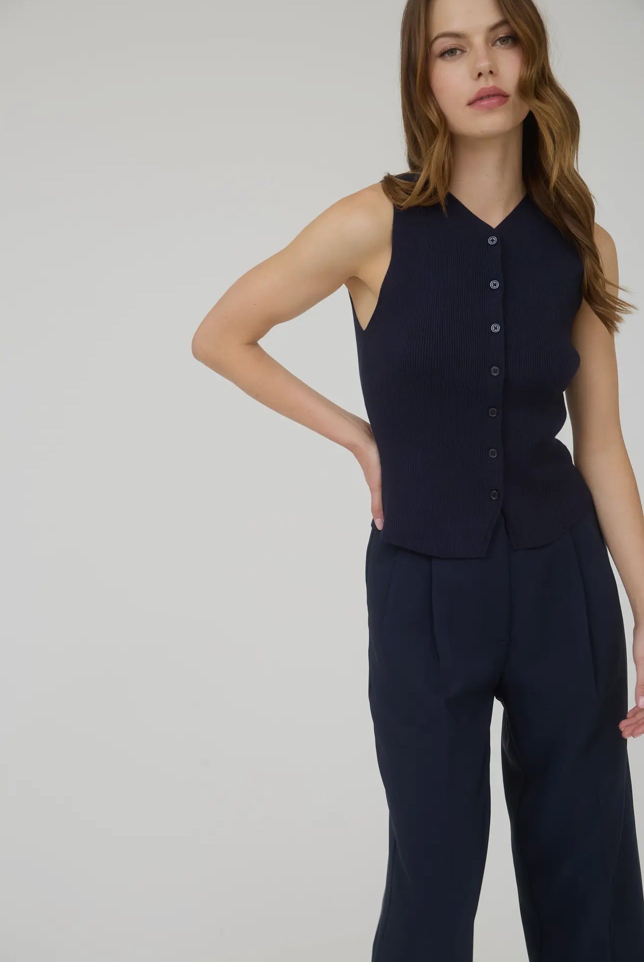 Ribbed Navy Vest