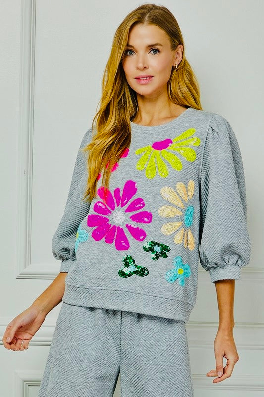 Comfy Flower Sequin Set