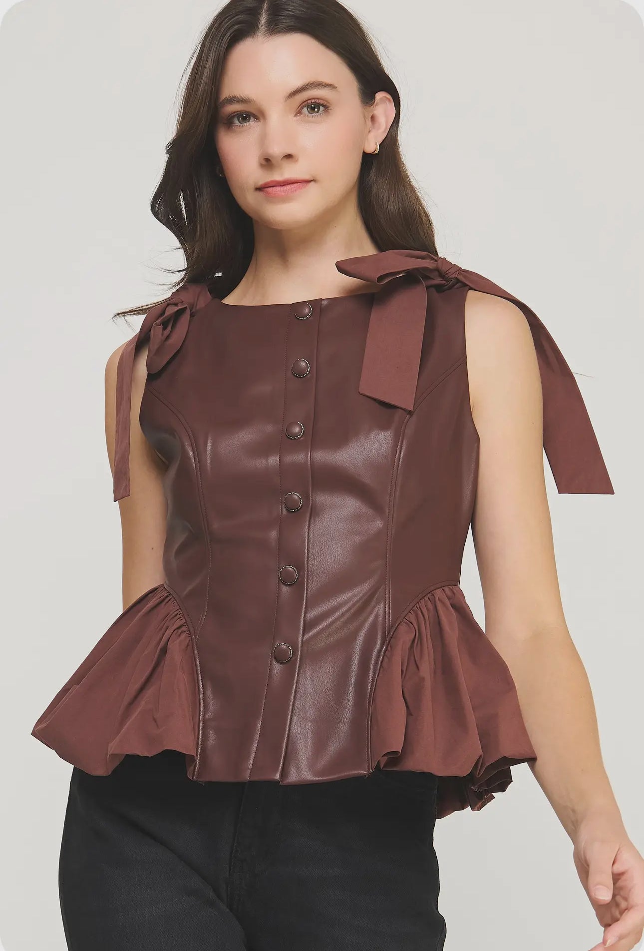 Olivia Faux Leather Top