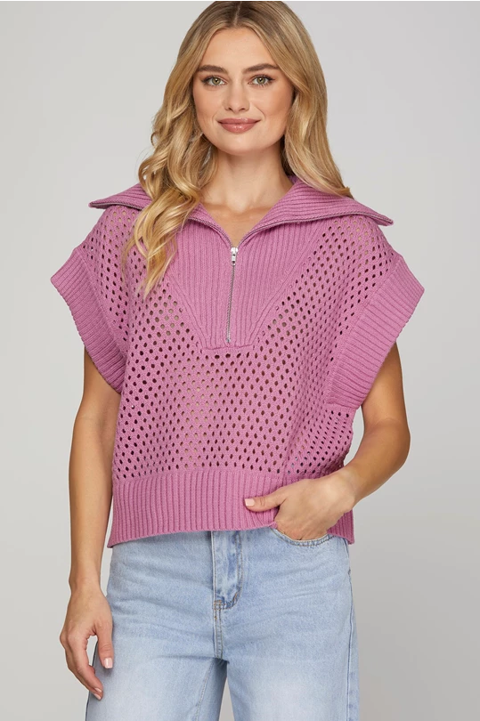 Mauve Zip Sweater Top