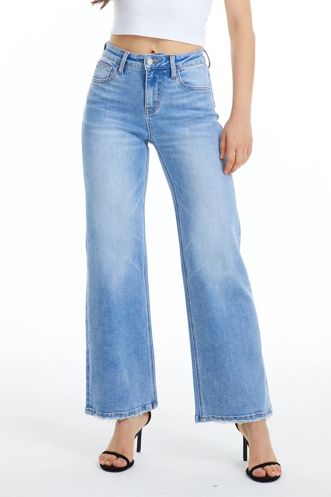 Mid Rise Wide Leg