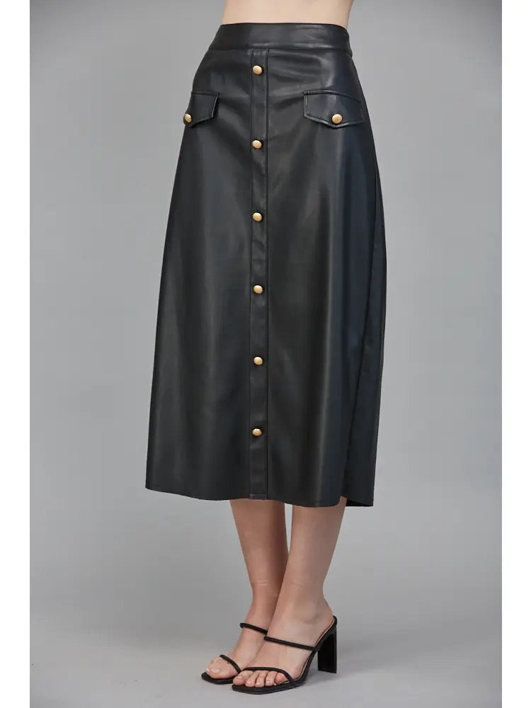 The Edge Midi Leather Skirt