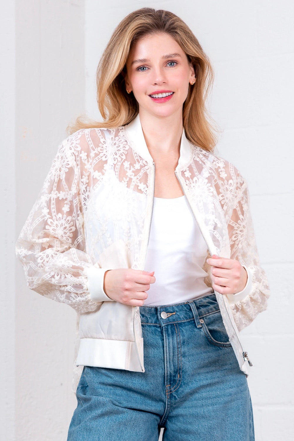 Lace Bomber Jacket