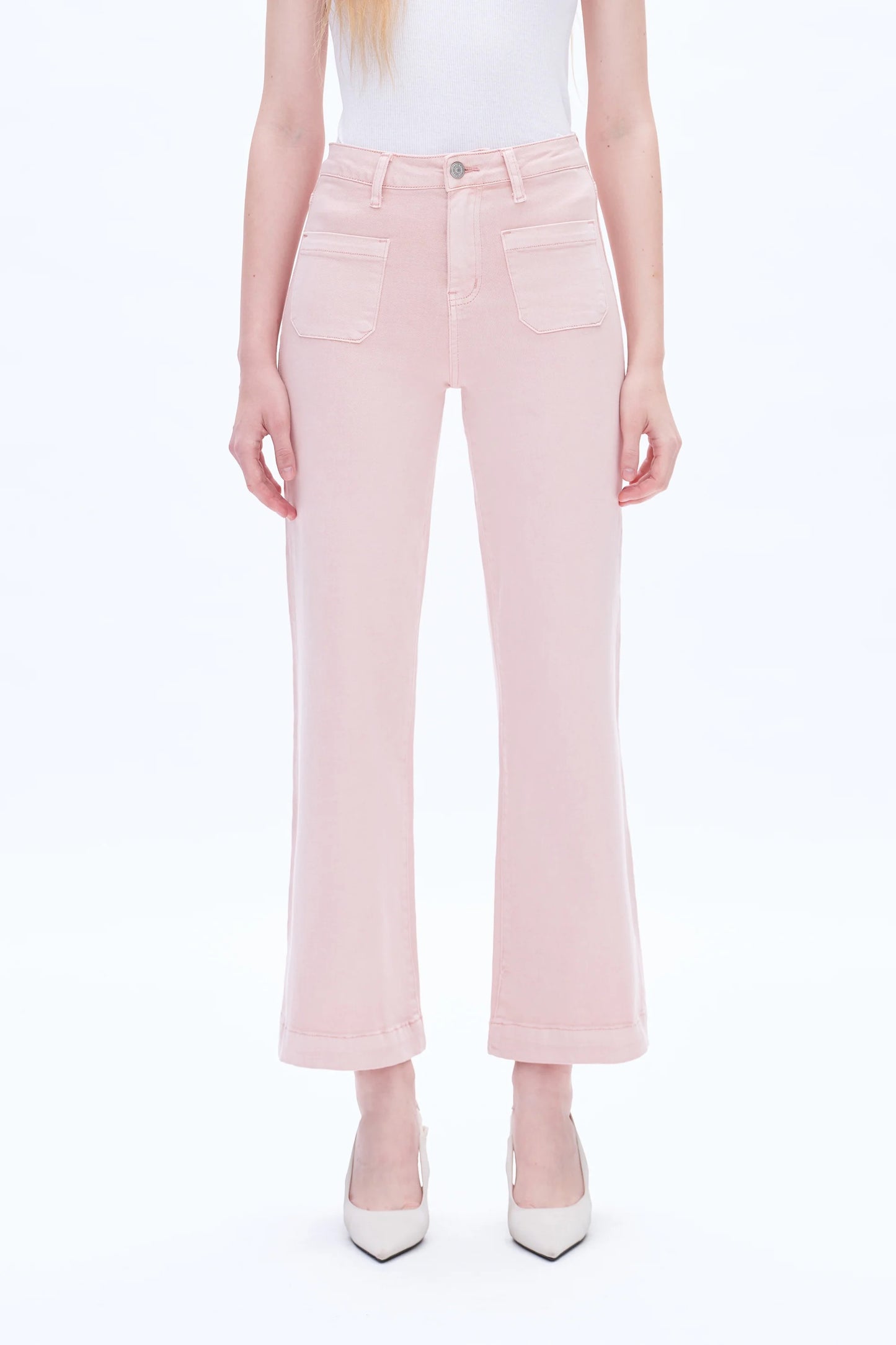 Pink High Rise Wide Leg Jeans