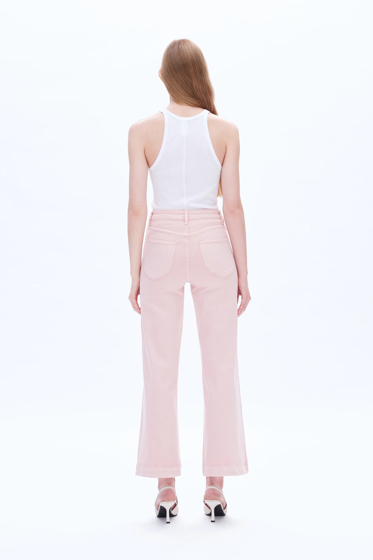 Pink High Rise Wide Leg Jeans