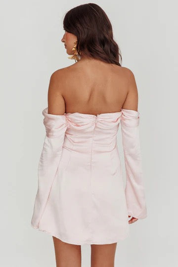 Pink Bow Satin Dress