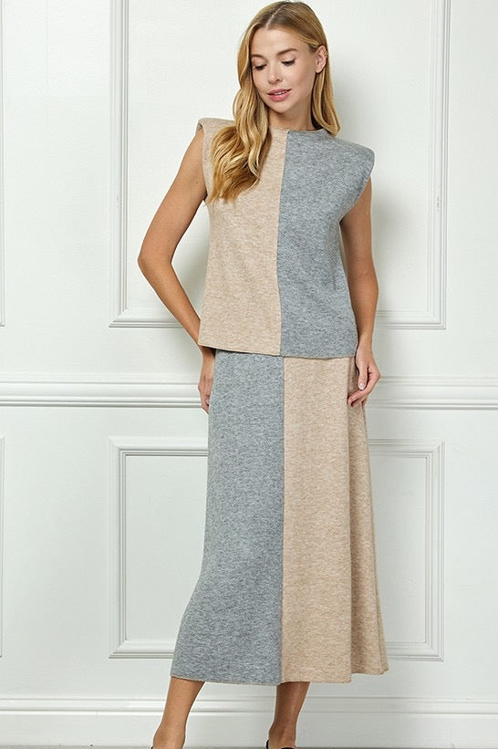 Color Block Skirt Set