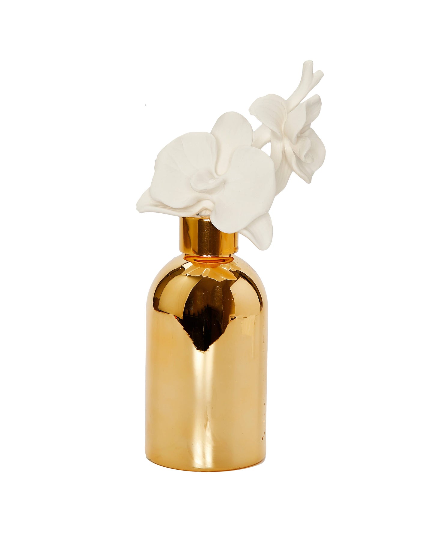 Gold Bottle Diffuser with White Flower
