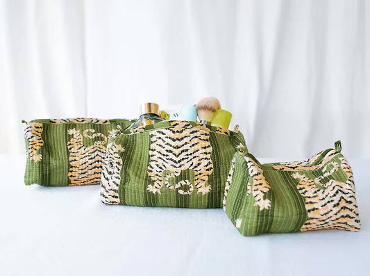 Green Tiger Cosmetic or Toiletry Bag set