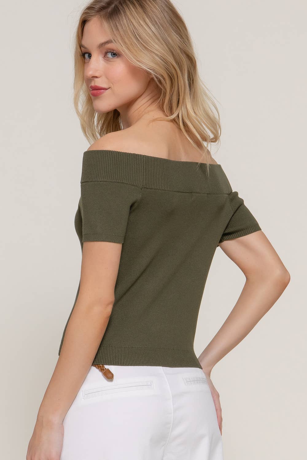 Off The Shoulder Olive Top