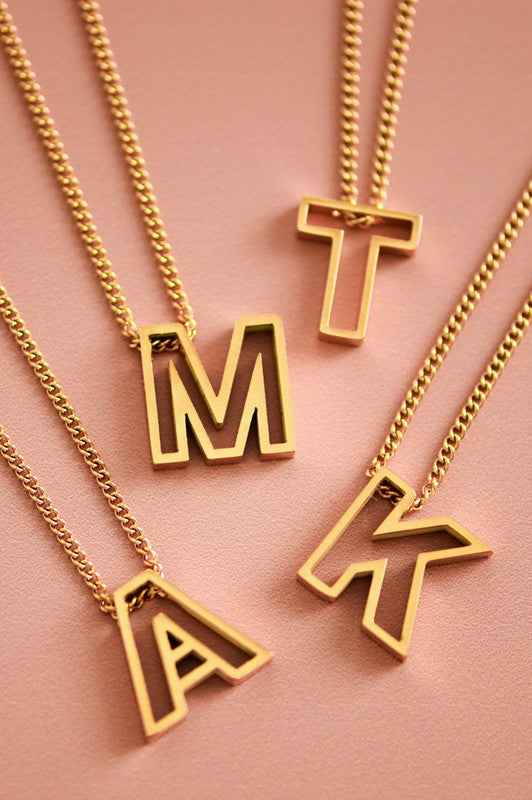 18K Stainless Steel Initial Necklace