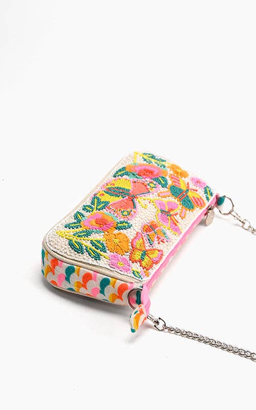 Wings Floral Beaded Shoulder Bag
