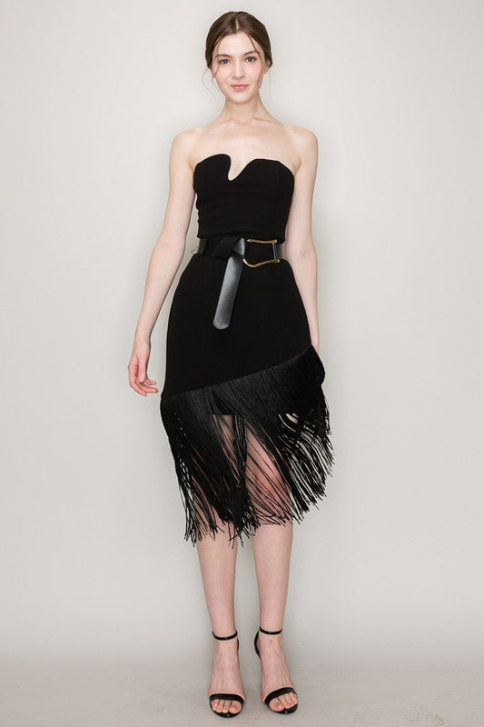 Emma Black Fringe Dress