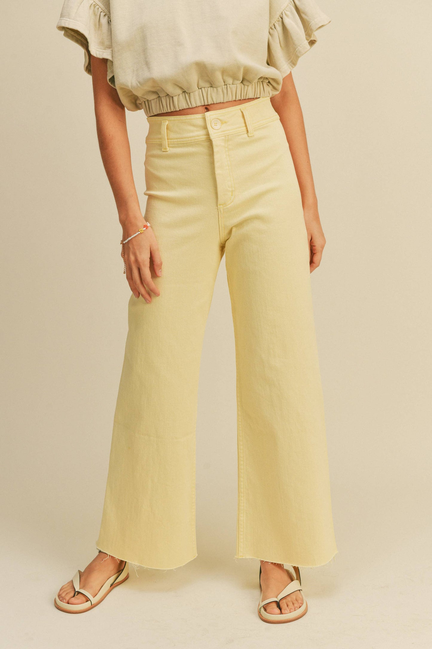 MMP623   STRAIGHT WIDE LEG DENIM PANTS