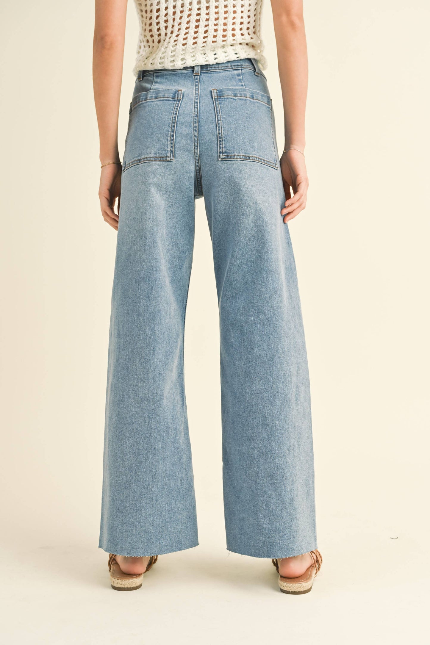 MMP623   STRAIGHT WIDE LEG DENIM PANTS