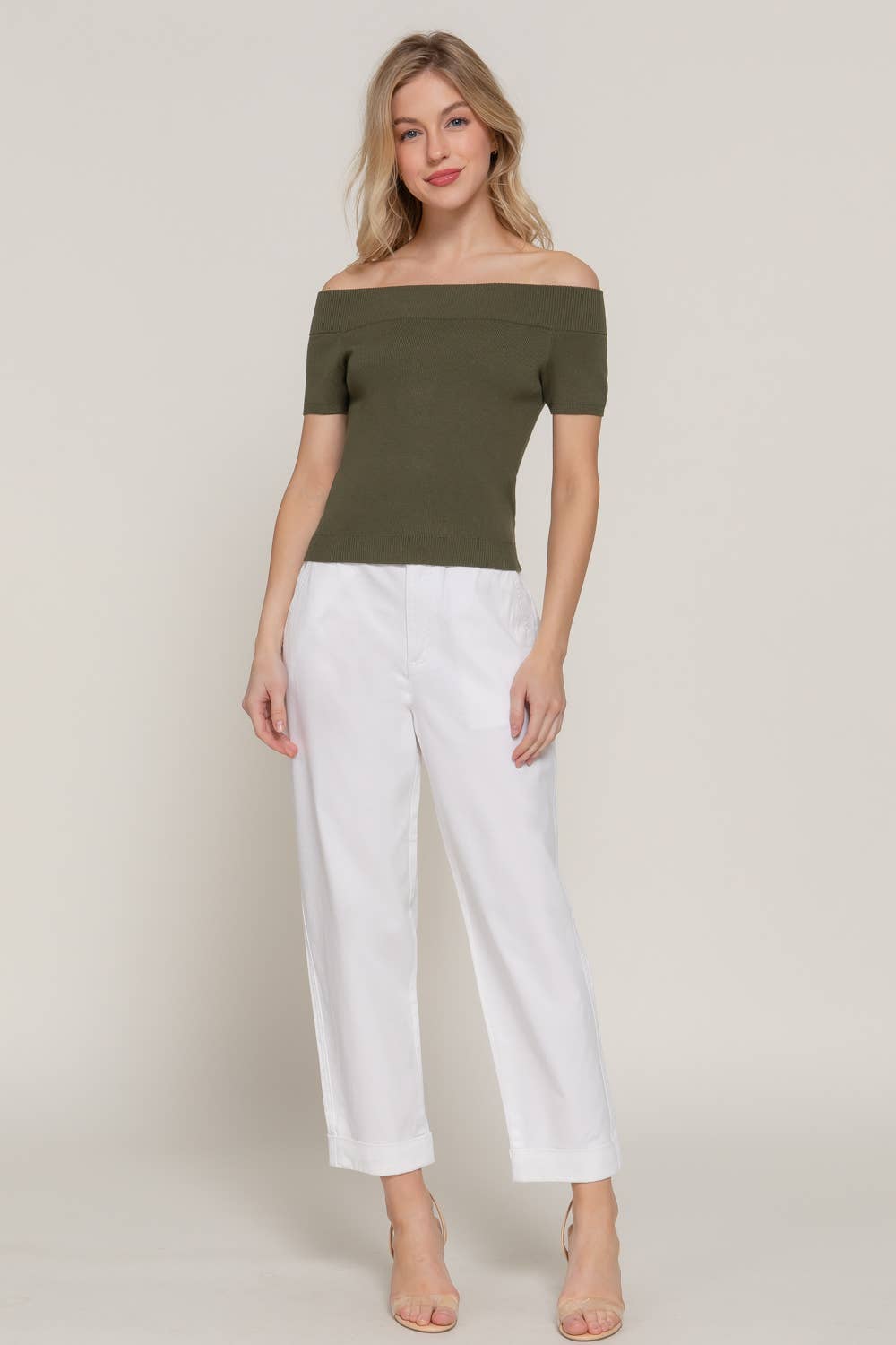Off The Shoulder Olive Top