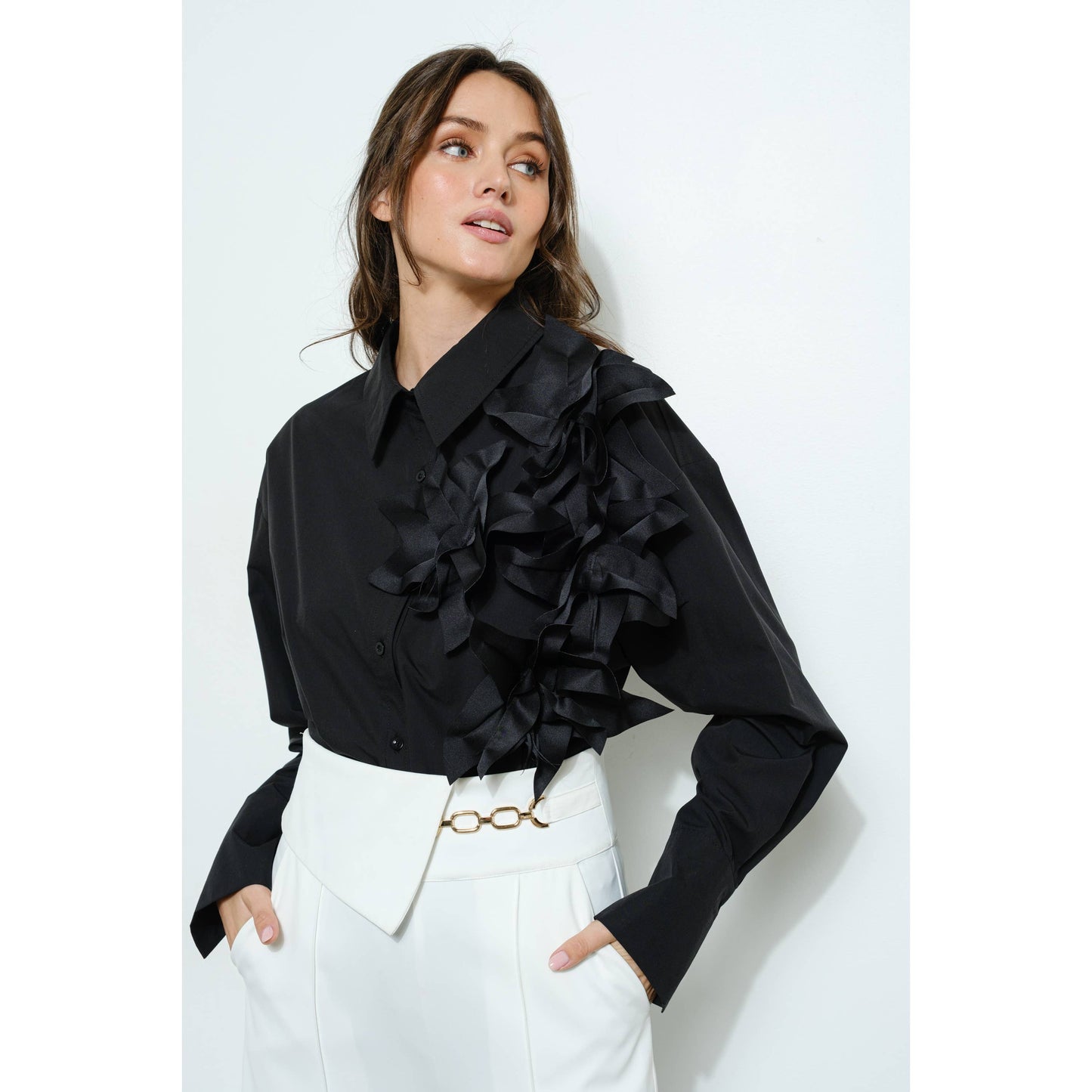 3D Flower Button Shirt