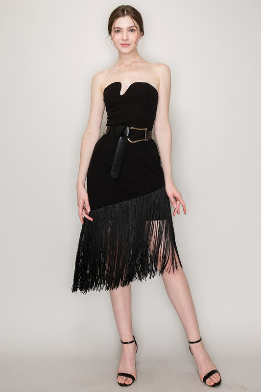Emma Black Fringe Dress