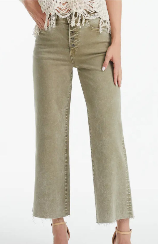 Olive high waist Wide Leg Jeans