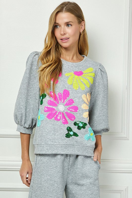 Comfy Flower Sequin Set