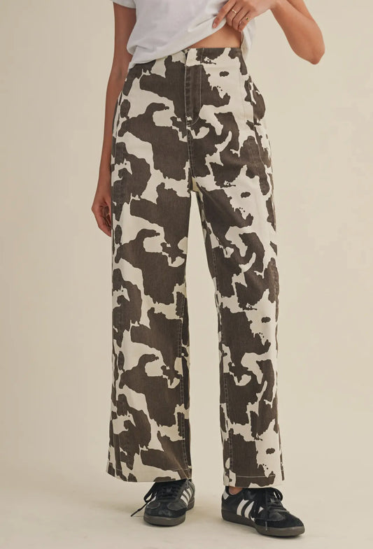 Cowprint Wide Leg with pockets