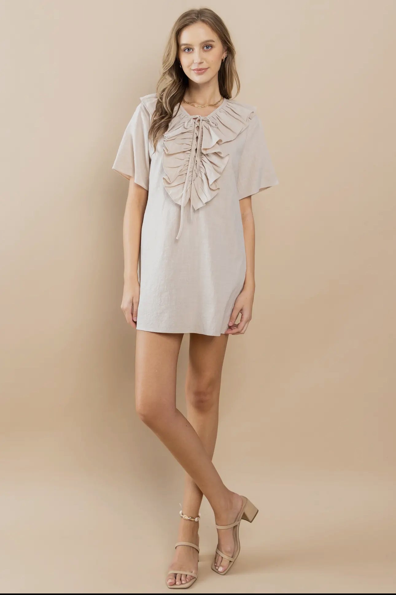 Ruffle Neck Mini Dress