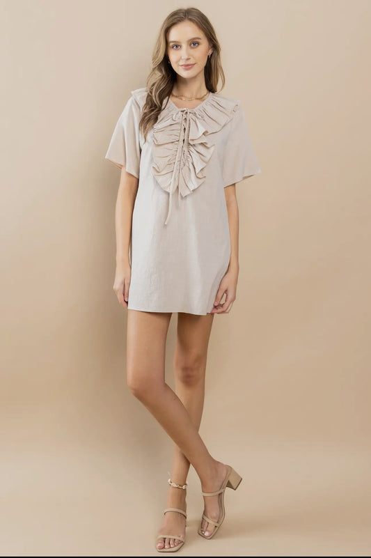 Ruffle Neck Mini Dress