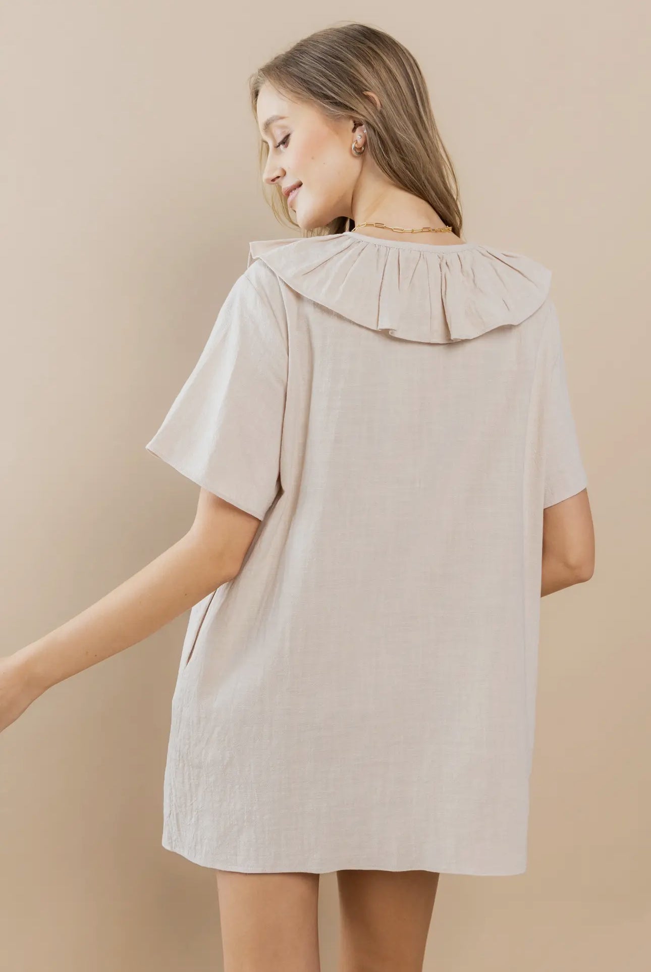 Ruffle Neck Mini Dress
