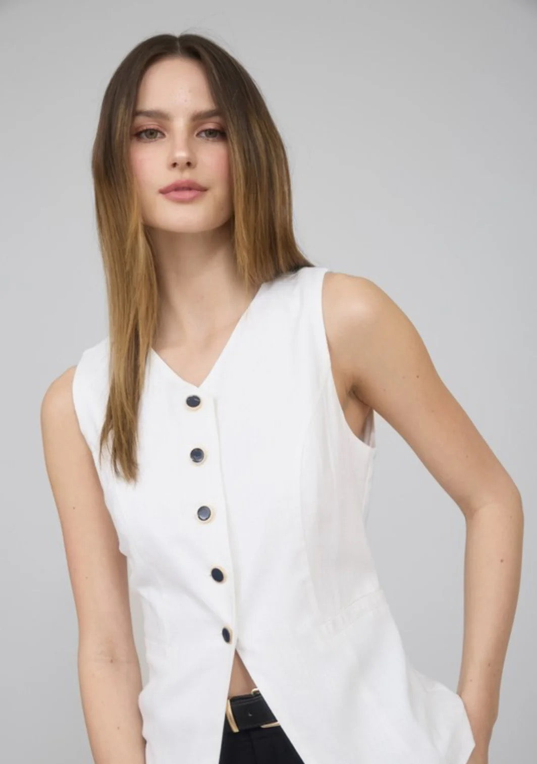 White Linen Vest