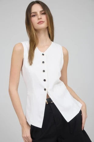 White Linen Vest