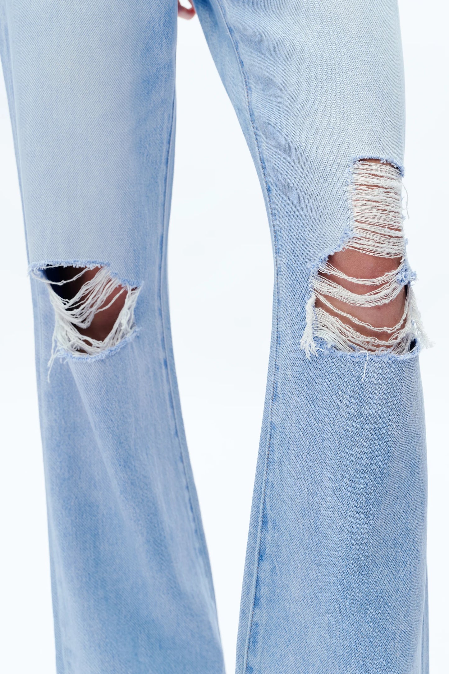 Distressed High Rise Wide Leg