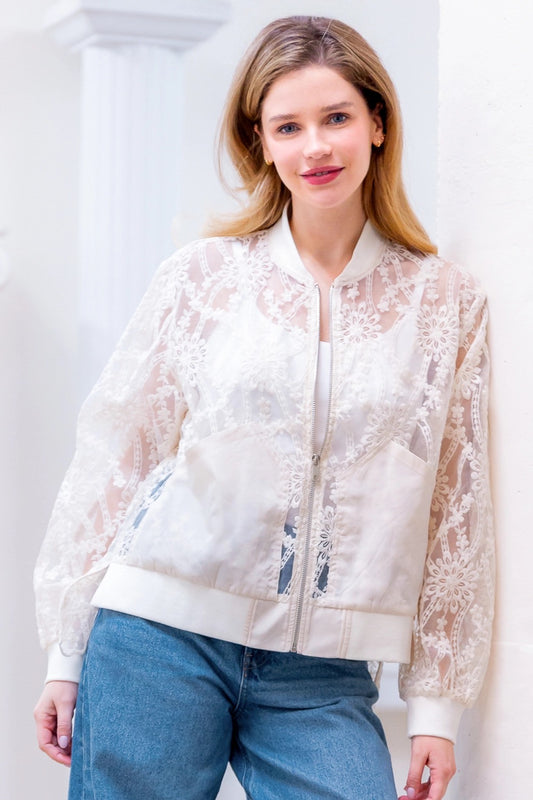 Lace Bomber Jacket