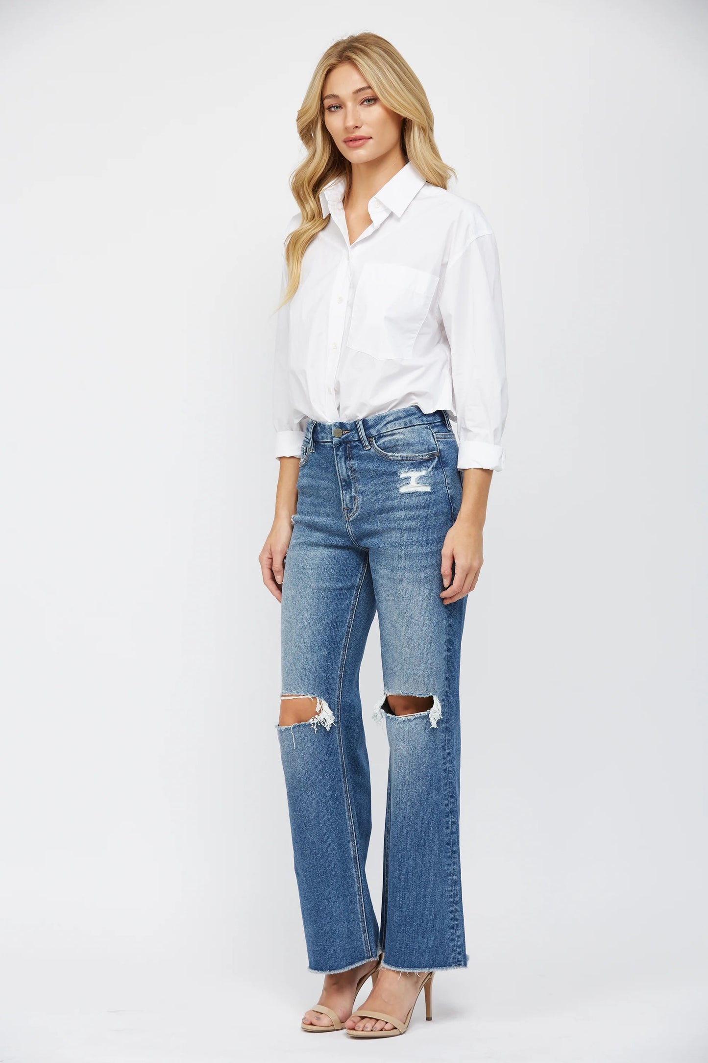 M-Blue Wide Leg Jeans
