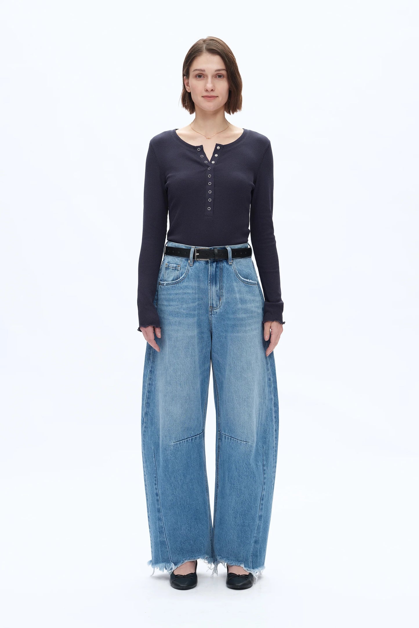 High Rise Barrel Dark Blue