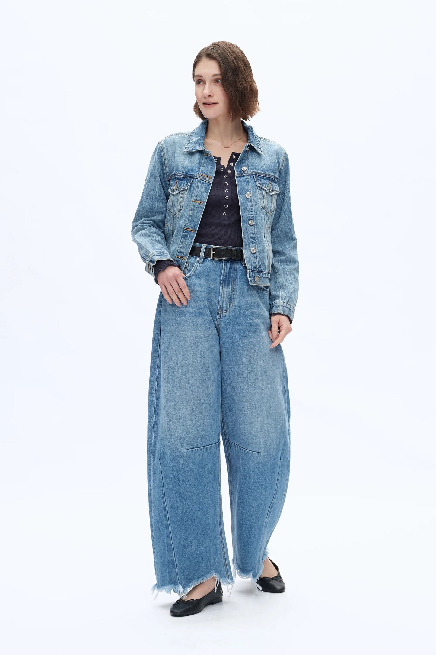 High Rise Barrel Dark Blue