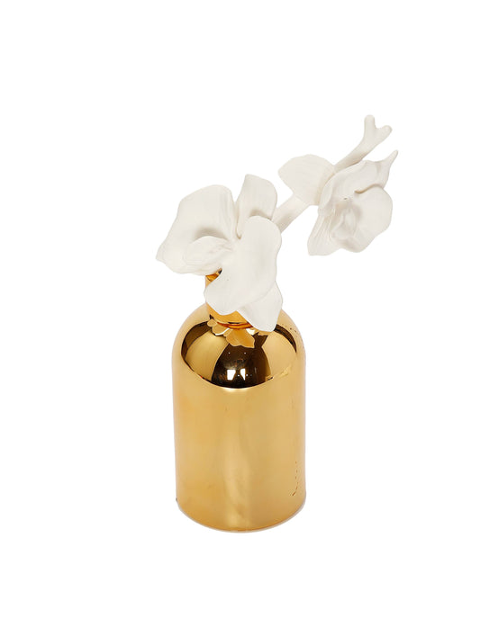 Gold Bottle Diffuser with White Flower