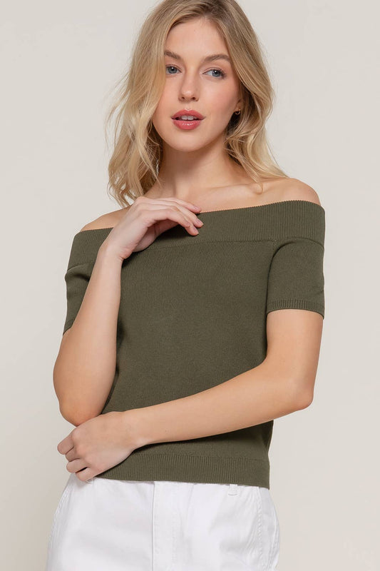Off The Shoulder Olive Top