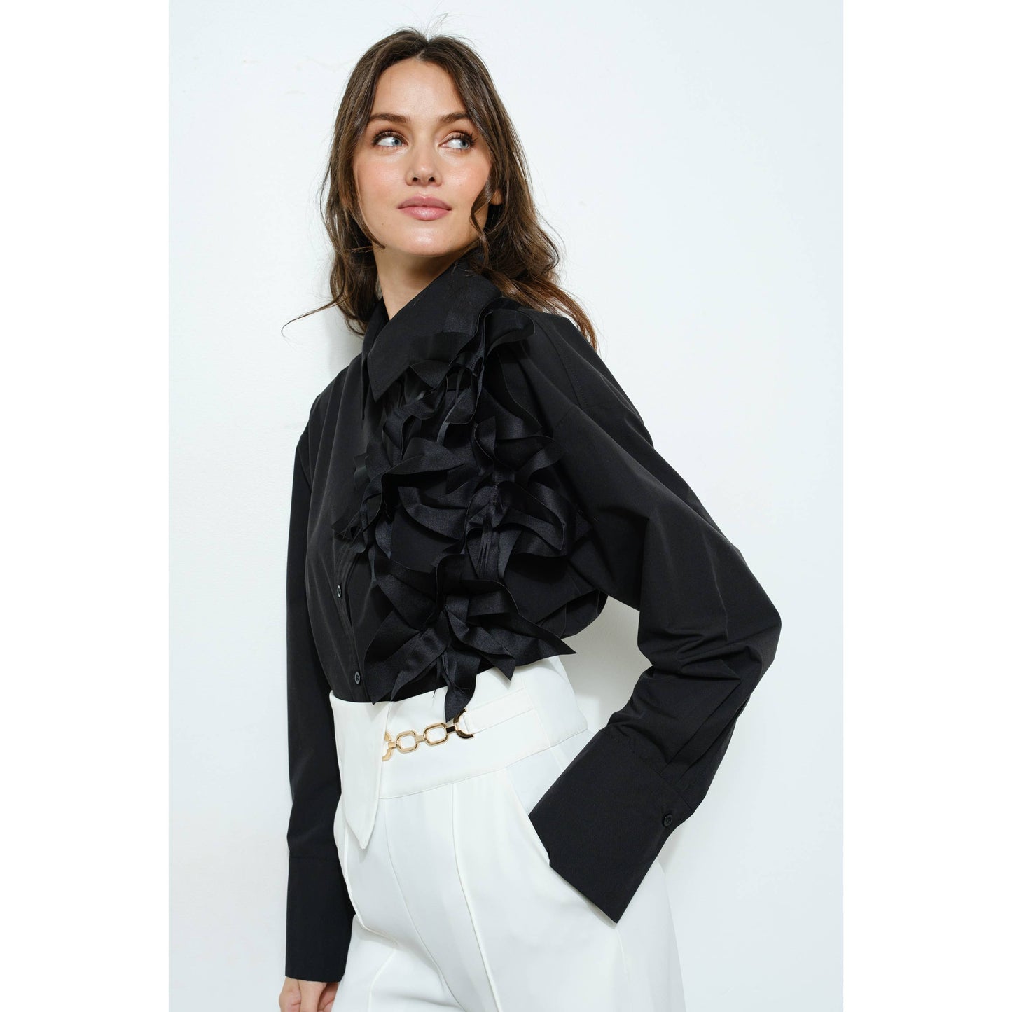3D Flower Button Shirt